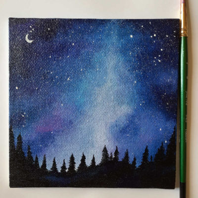 mini night sky acrylic painting