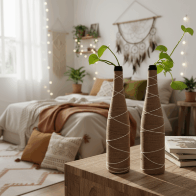 Hand crafted Yarn Bottle Vase