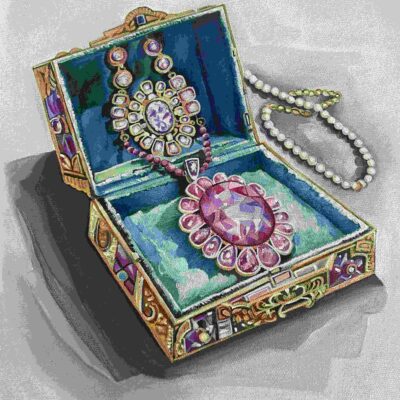 Acrylic painting on Canvas Sheet - Jewellery Box