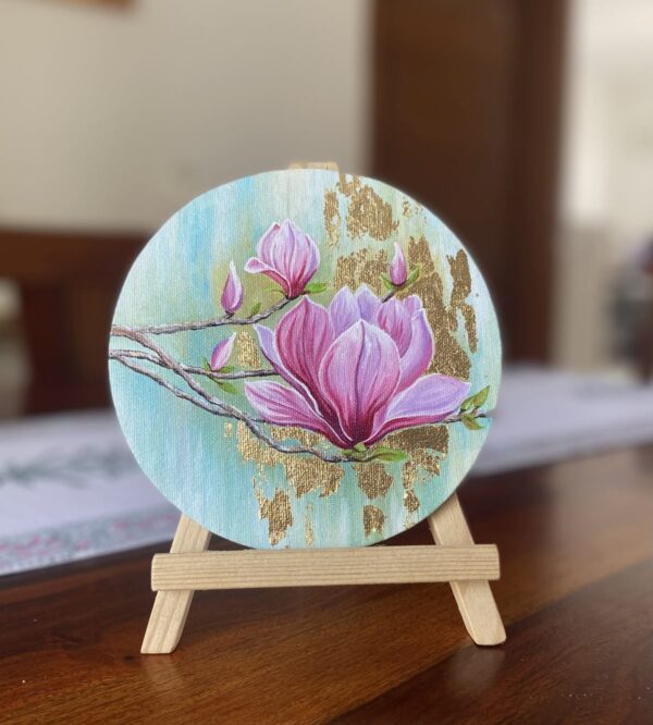 Acrylic-canvas-painting-magnolias