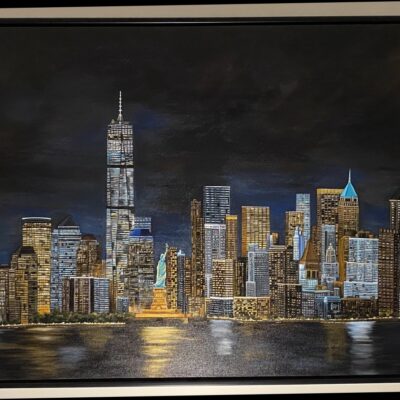 Acrylic Painting on Canvas - New York City Night Skyline