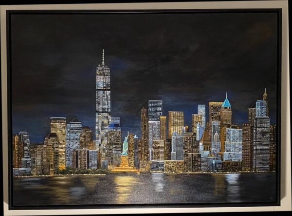 Acrylic Painting on Canvas - New York City Night Skyline