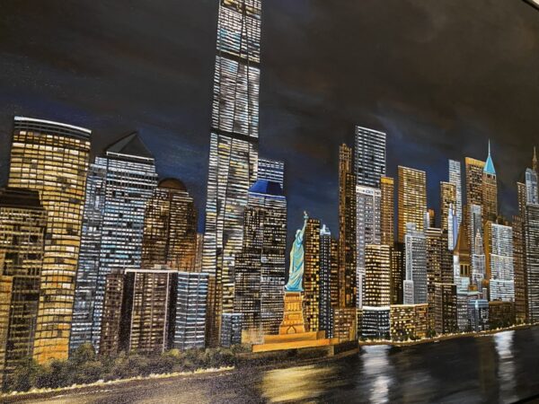 Acrylic Painting on Canvas - New York City Night Skyline