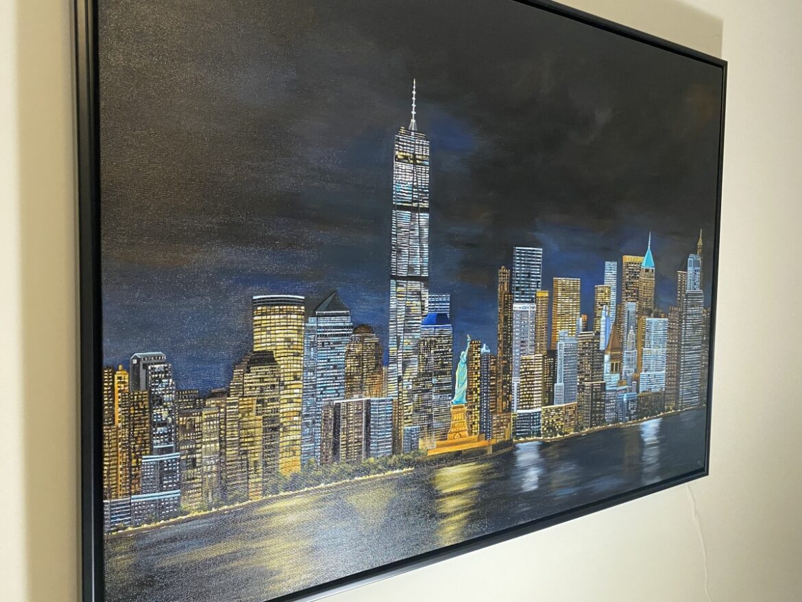 Acrylic Painting on Canvas - New York City Night Skyline | imagicArt