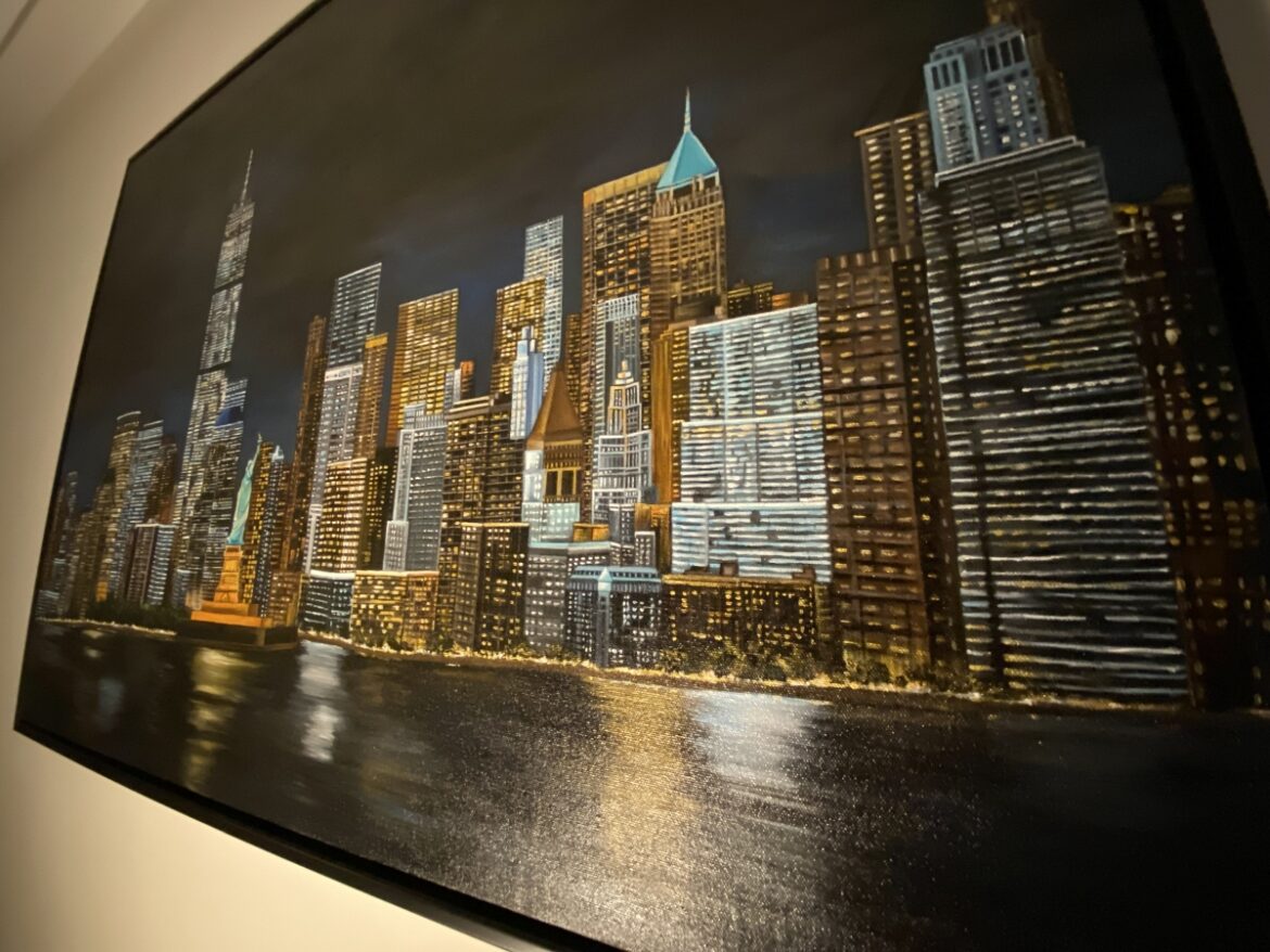 Acrylic Painting on Canvas - New York City Night Skyline | imagicArt