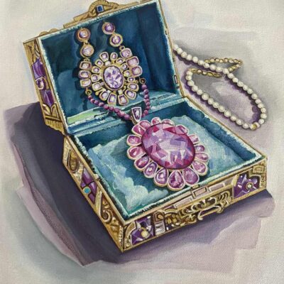 Acrylic painting on Canvas Sheet - Jewellery Box