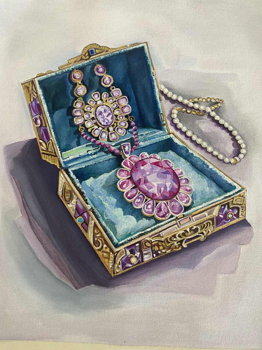 Acrylic painting on Canvas Sheet - Jewellery Box
