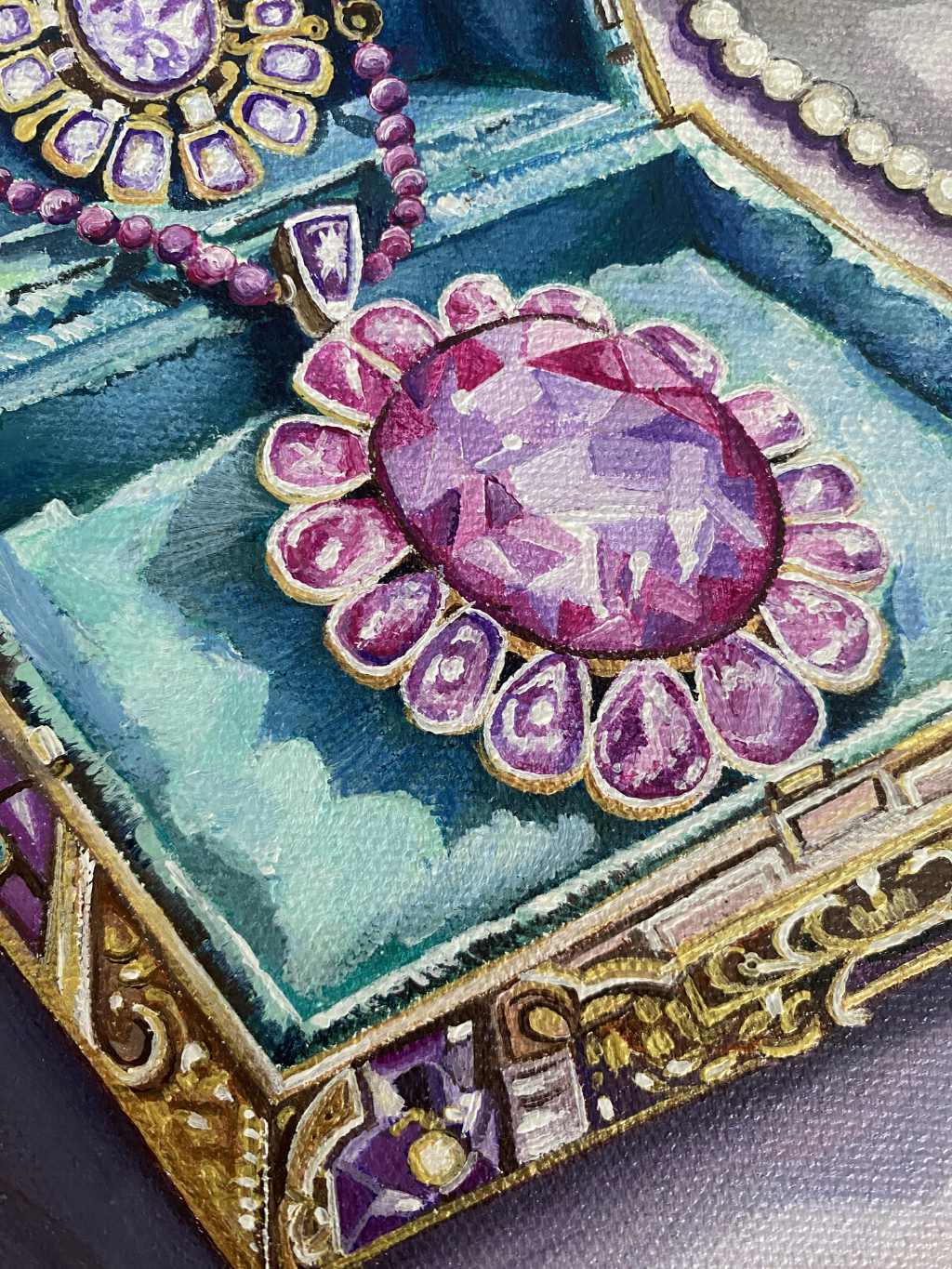 Acrylic painting on Canvas Sheet - Jewellery Box
