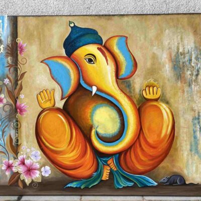 Acrylic-painting-on-canvas-Ganesha-1