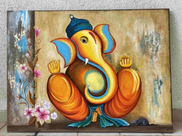 Acrylic-painting-on-canvas-Ganesha-1