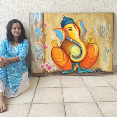 Acrylic-painting-on-canvas-Ganesha-3