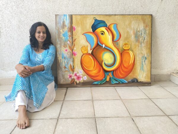 Acrylic-painting-on-canvas-Ganesha-3