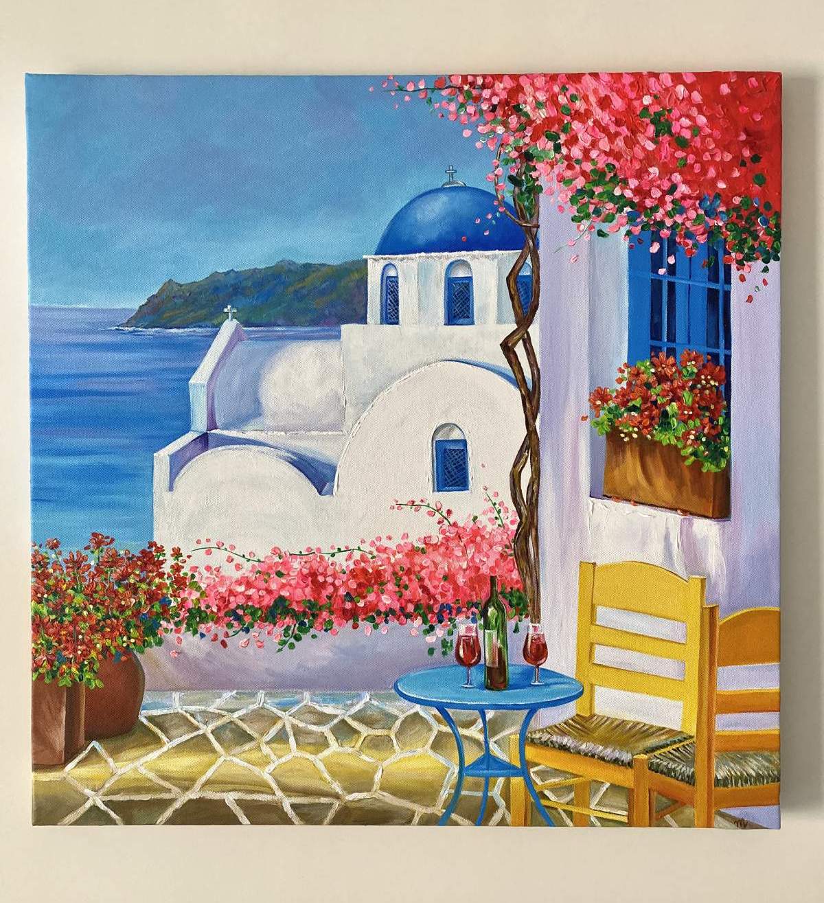 Acrylic Painting on Canvas - Santorini-Greece | imagicArt