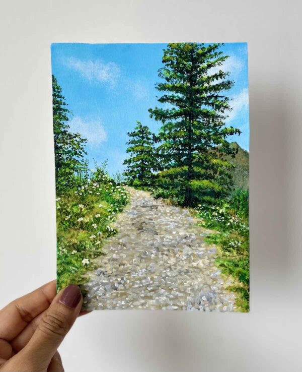 Acrylic-painting-on-paper-Mussoorie-landscape