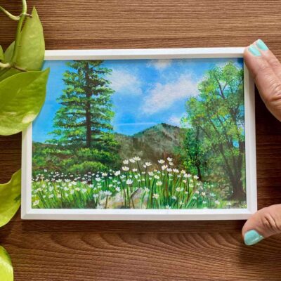 Mini canvas landscape painting acrylic small wall decor