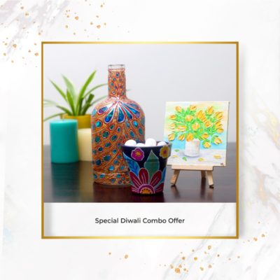 Diwali-offer-bottle-lamp-mini-canvas-painting-terracotta-vase