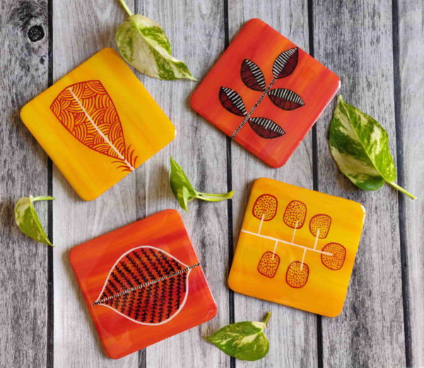 Hand painted Coasters - Leaves