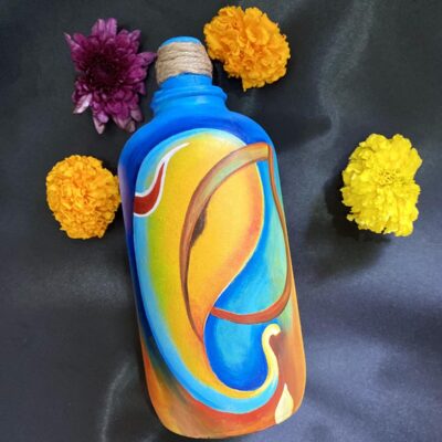 Hand painted Ganesha Bottle - Blue hues