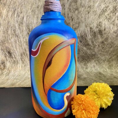 Hand painted Ganesha Bottle - Blue hues