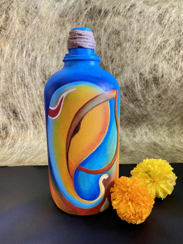 Hand painted Ganesha Bottle - Blue hues