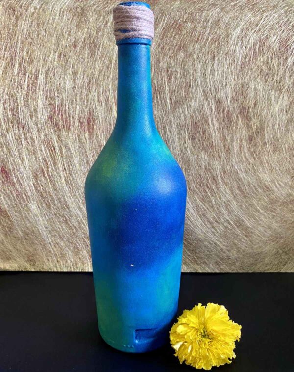 Hand painted Ganesha Bottle - Sea Green with Gold leaf