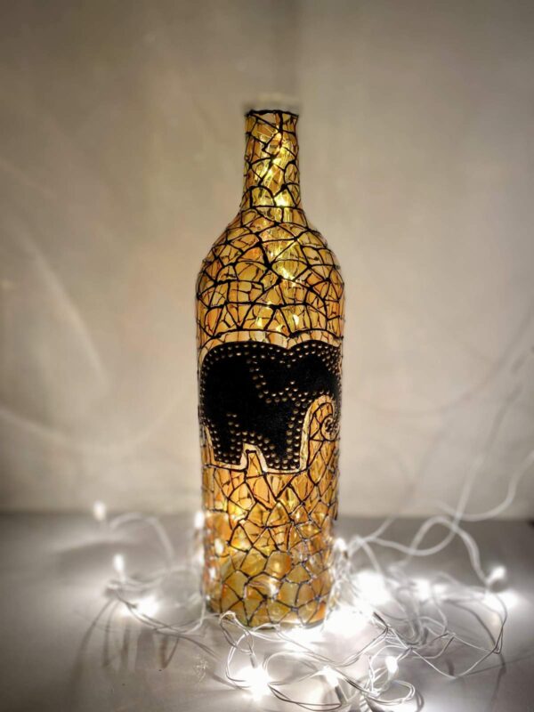 Hand Painted Elephant Bottle Lamp