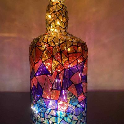 Hand Painted Glass Bottle Lamp