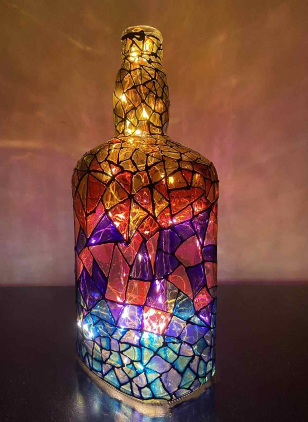 Hand Painted Glass Bottle Lamp