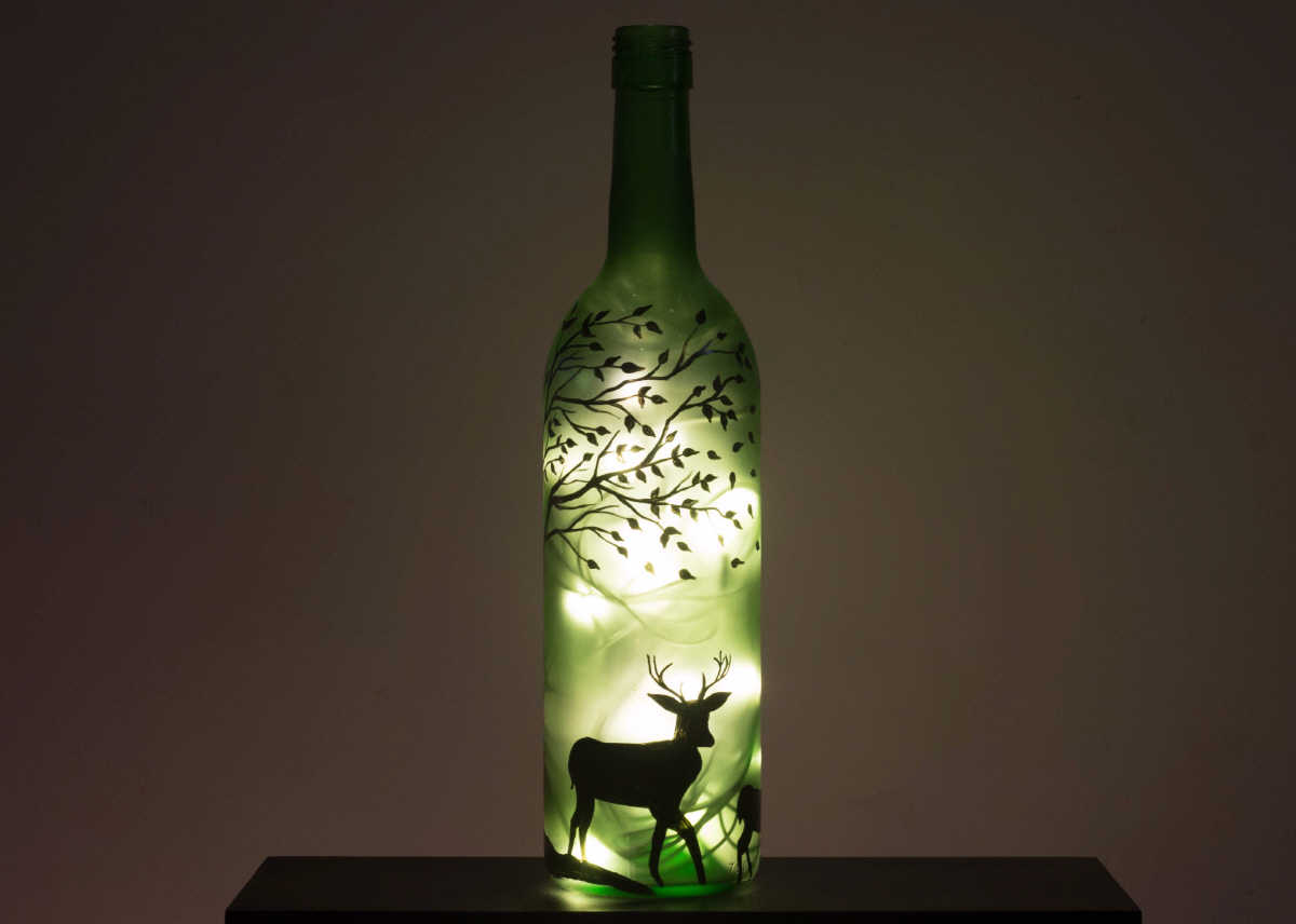 Hand Painted Light Bottle - Deer | imagicArt