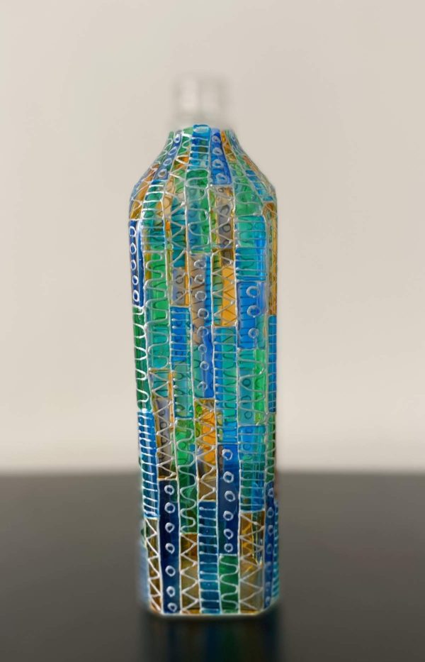 Hand Painted Glass Bottle Lamp - Midnight Hues