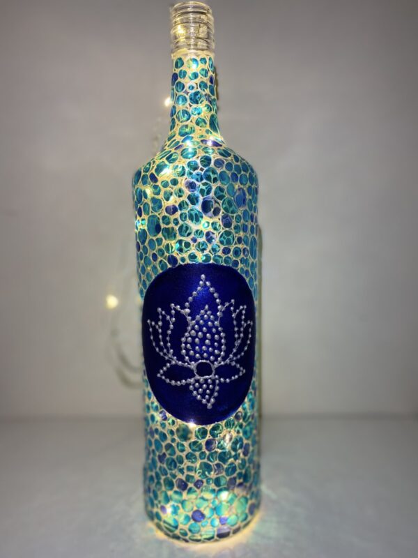 Hand Painted Lotus Bottle Lamp