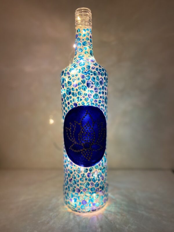 Hand Painted Lotus Bottle Lamp