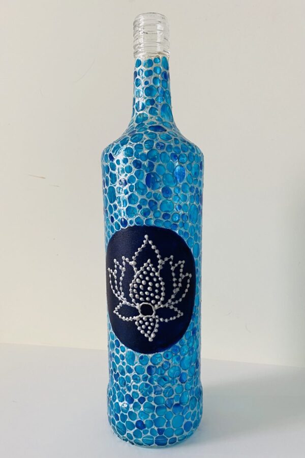 Hand Painted Lotus Bottle Lamp