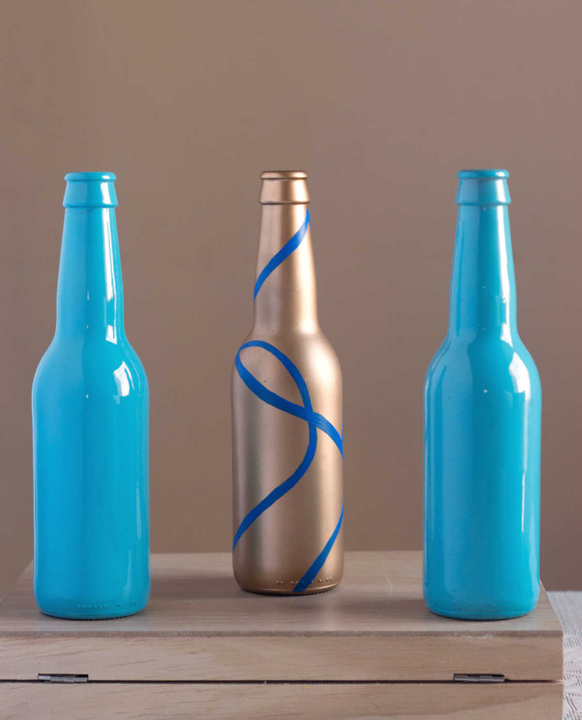 Hand Painted Glass Bottle Vases - Blue and Gold | imagicArt