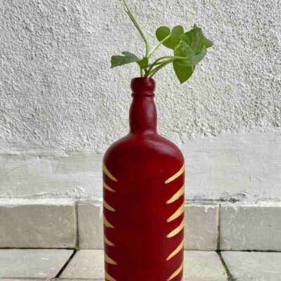 Hand-painted-glass-bottle-vase-red