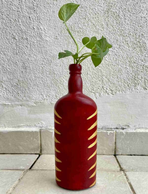 Hand-painted-glass-bottle-vase-red