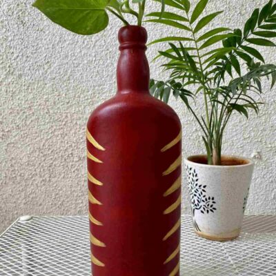 Hand-painted-glass-bottle-vase-red