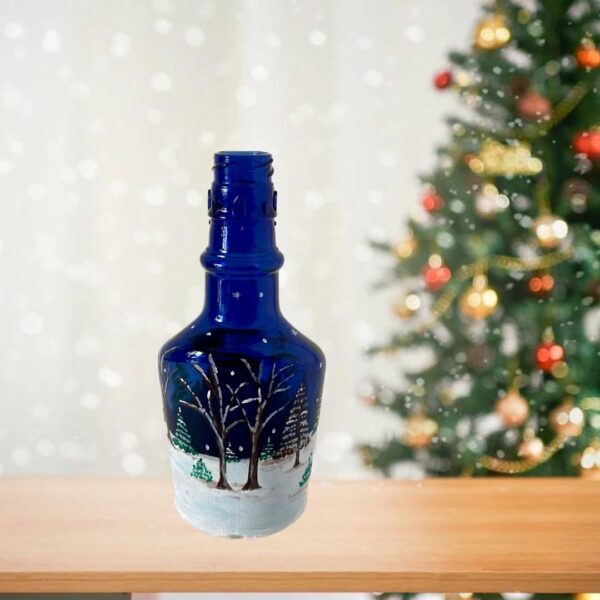 Hand Painted Miniature Xmas Bottle with Snowman
