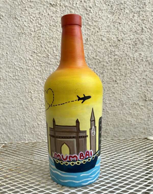 Hand Painted Recycled Travel Bottle - Mumbai