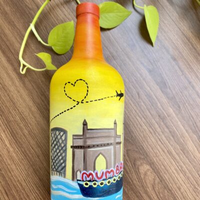 Hand Painted Recycled Travel Bottle - Mumbai