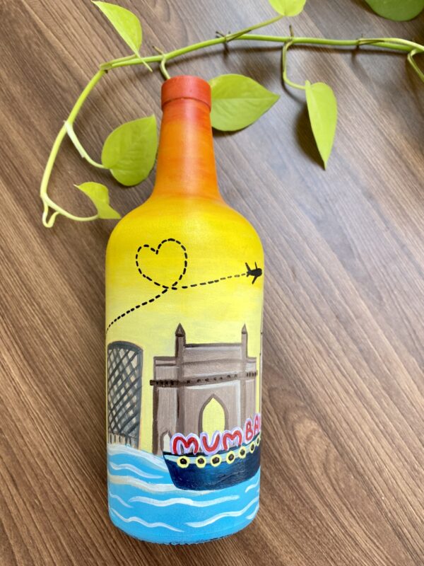 Hand Painted Recycled Travel Bottle - Mumbai