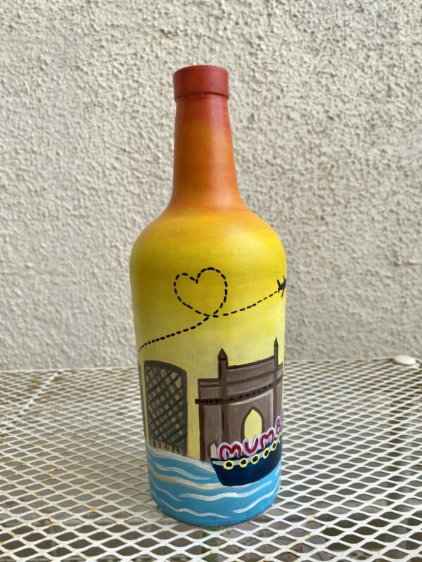 Hand Painted Recycled Travel Bottle - Mumbai