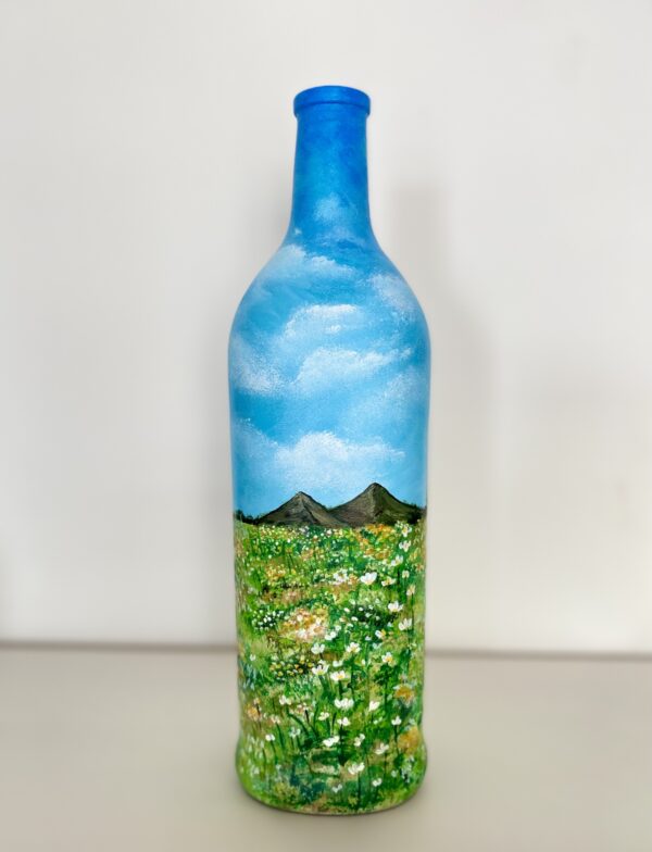 Hand-painted-recycled-bottle-vase-landscape