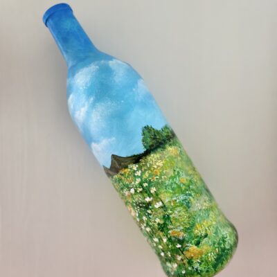 Hand-painted-recycled-bottle-vase-landscape