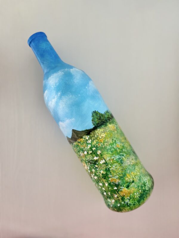 Hand-painted-recycled-bottle-vase-landscape