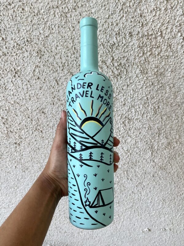 Hand Painted Recycled Bottle - Travel