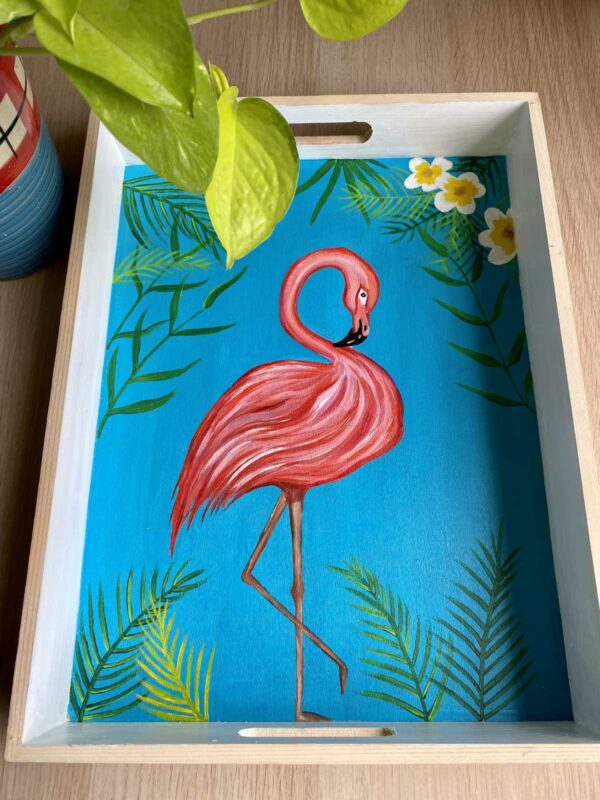 Hand Painted Flamingo Serving Tray