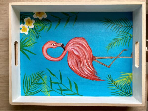 Hand Painted Flamingo Serving Tray