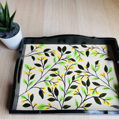 Hand Painted Serving Tray - Leaf pattern