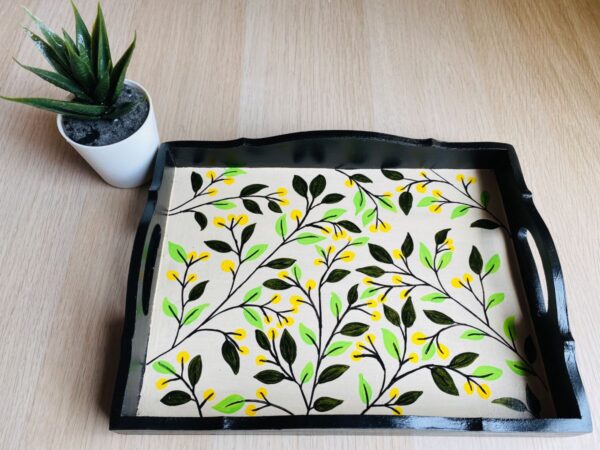 Hand Painted Serving Tray - Leaf pattern